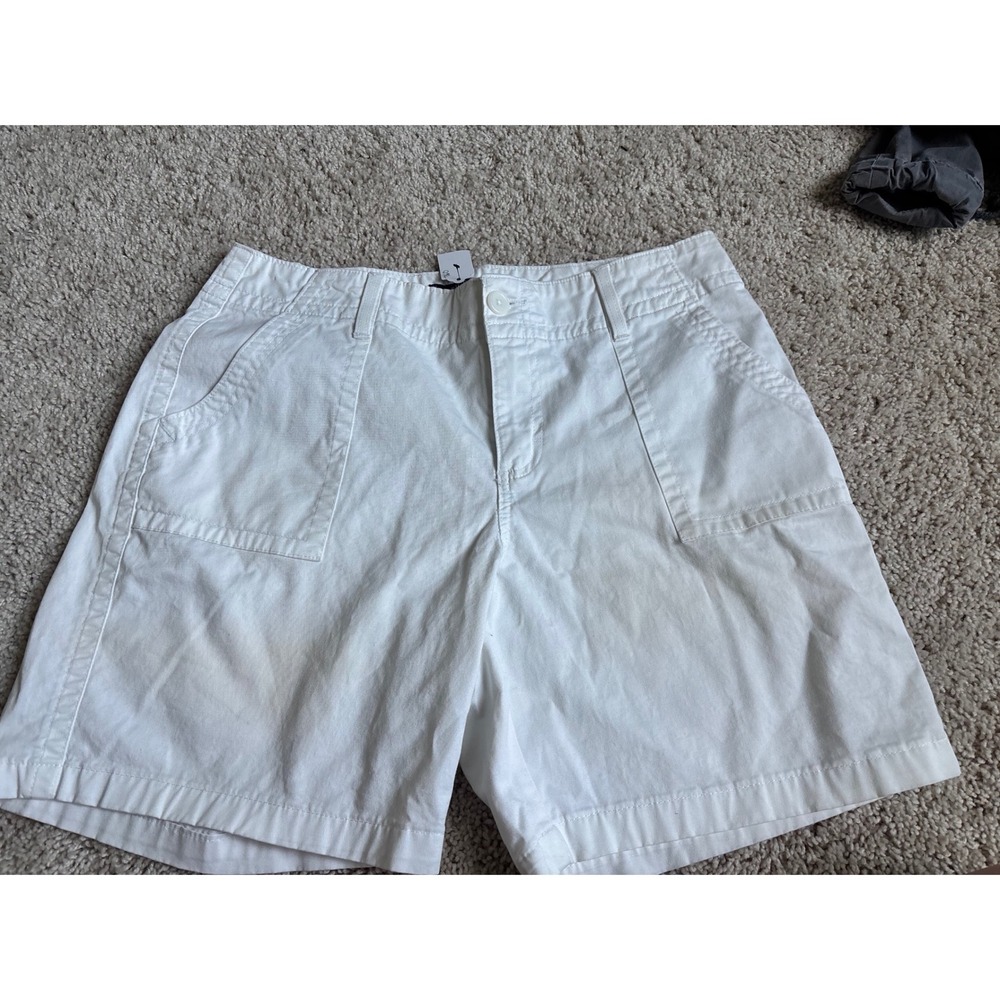 White Denim Cargo Shorts Riders by Lee Mid Rise Utility Summer Casual Size 14 M